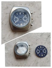 70s  CHRONOGRAPH VALJOUX 7733 STEEL CASE 38x42mm + DIAL VINTAGE WATCH UHREN