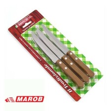 SET 6 12 COLTELLI DA TAVOLA CUCINA PER CARNE BISTECCA LAMA DENTATA ACCIAIO MAROB