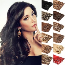 Extension Capelli Clip in 100% Capelli Umani Remy Veri 8 Pezzi Clip-on Lisci Spessi