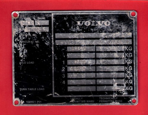 Volvo chassis plate - chassis, d550