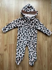 Little Beginnings Baby Zip Up Pram Sz 6-9 Mos Cheetah Print