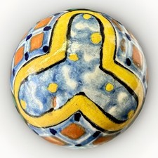 Palla addobbo natalizio ceramica maiolica faience dipinta a mano italiana Deruta anni 50