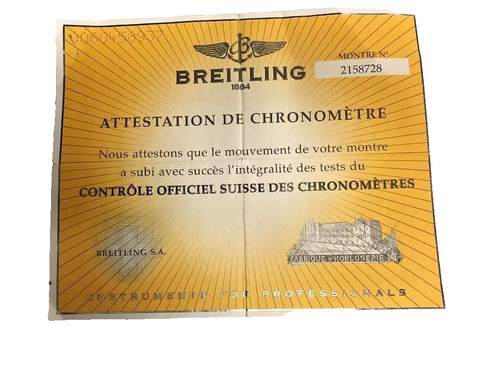 Breitling certificat - certificat, de