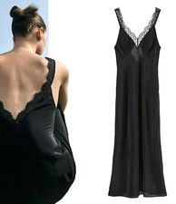 ZARA ABITO LUNGO NERO SCOLLO A