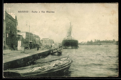 Cartolina brindisi porto e - brindisi,,