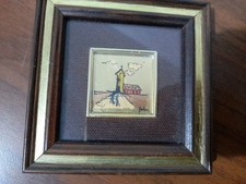 Lotto 3 quadretti vintage Foglia Oro 23k , Dipinto a Mano Con Cornice In Legno 