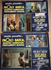 PAOLO BARCA,MAESTRO ELEMENTARE,PRATICAMENTE NUDISTA-2 Fotobuste originali -1975-