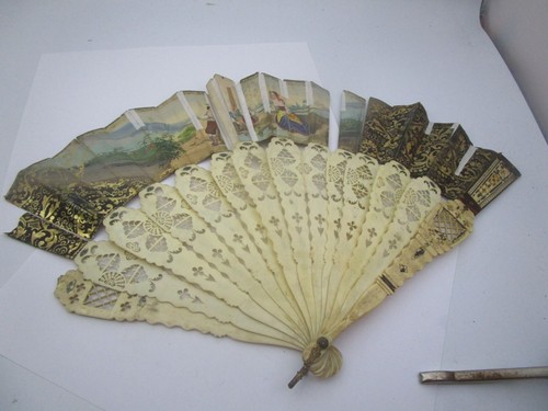 1835 antico ventaglio mano - antico, a
