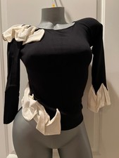 Top Emporio Armani elasticizzato nero bianco manica 3/4 taglia 42 - Italia