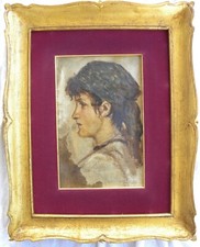 Pietro Fragiacomo (Trieste 1856 - Venezia 1922) Testina veneziana OLIO cm 25x16