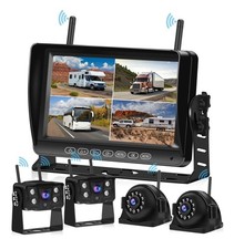 7" 4 CH Digital Wireless Quad Monitor DVR 1080P Camera For Truck Trailer RV