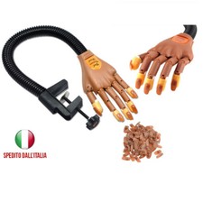 MANO FINTA PER ESERCITAZIONE CON SUPPORTO TAVOLO UNGHIE RICOSTRUZIONE + 100 TIPS