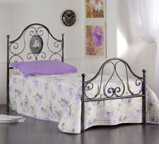 LETTO FERRO BATTUTO LORY SINGOLO NERO-ORO,NERO-ARGENTO
