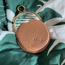 OMEGA - Pocket Mirror With Leather Case - Specchio Da Taschino Con Custodia