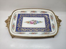 Antico Centrotavola alzata in porcellana e bronzo vassoio limoges 