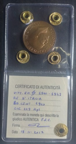 Centesimi ape 1920 fdc - centesimi,