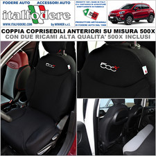 COPPIA COPRISEDILI Fiat 500X SU MISURA Fodere Foderine SOLO ANTERIORI Nero