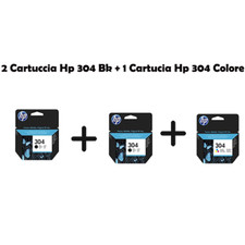 Confezione da  3 Cartuccia originale 2 hp 304 Bk + 1  hp 304 colore