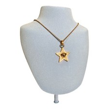 Versace Medusa Collana Stella Ciondolo Cristallo Collana Colore Oro NUOVA