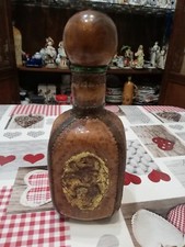 Bottiglia Liquore Rivestito In Pelle Vintage Da Collezione