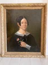 Ottocento Rigoli Ritratto di donna  olio su tela cm 65x55 circa+ cornice