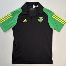 Adidas Jamaica 2022 Polo Calcio Maglia Taglia M Nero Verde Giallo Reggae Boyz 