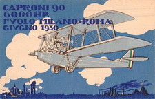 bu770 cartolina aviazione 1 volo milano-roma 1930  caproni bella!