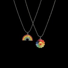 Collana Ciondolo Pendente Fiore Arcobaleno Unisex Uomo Donna Hype Hip Hop
