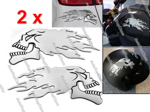 Adesivo teschio argento 3d - 2x,