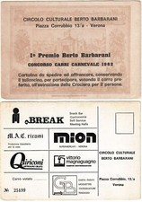 VERONA - CIRCOLO CULTURALE - CONCORSO CARRI CARNEVALE 1982 -8170-