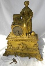 ANTICO Orologio (Parigina) da camino in bronzo dorato ‘800 Impero con sculture