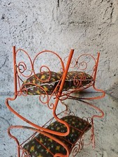 Culla Dondolo Vintage In Ferro bambole Anni 70 Con Cuscino 40x30x27cm