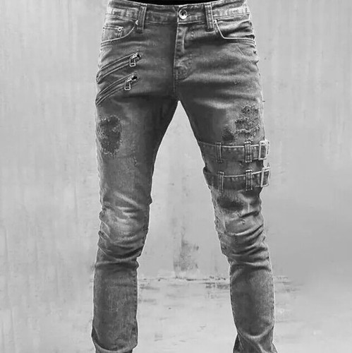 Jeans biker strappati slim fit