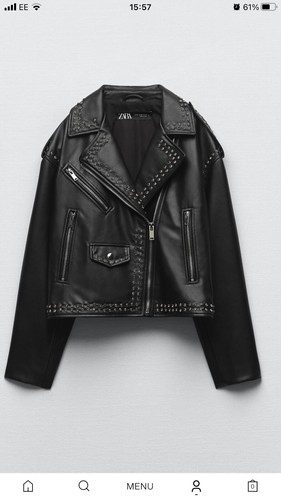 Giacca zara pelle nera con - in,