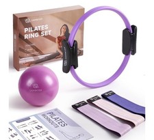 LIONSCOOL Pilates Ring Set Kit Anello Viola Sfera e Fasce di Resistenza Fast Post NUOVO