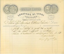 Fattura int. GIUSEPPE FAGIUOLI Cartolaro, Legatore di Libri. Firenze 1890?