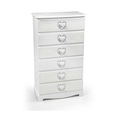 VINCY CASSETTIERA CON DECORO CUORE A 6 CASSETTI 55X30XH95 CM BIANCA