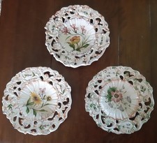 Lotto Piatti Ceramica  Bassano Ancora Dipinto  Fiori Anni 50 Vero Vintage Cm. 21