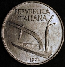 Italia 10 Lire 1972 KM# 93