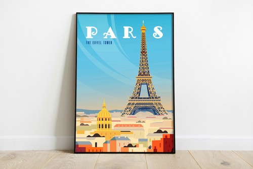 Poster viaggio parigi retrò - parigi,