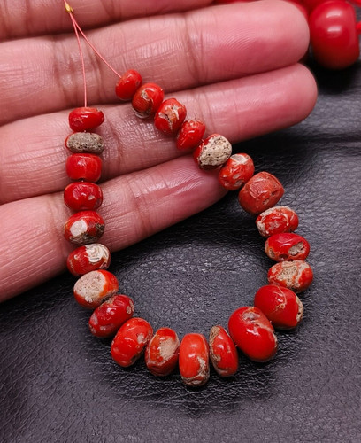 Lotto perline rondelle - , corallo