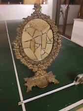 Antico specchio inclinabile da tavolo in ottone anticato