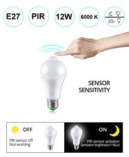 LAMPADINA LED A60 E27 12W 220V CON SENSORE DI MOVIMENTO PIR BASSO CONSUMO