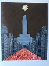 Serigrafia di Achille Incerti "Aspettando l'Ora"