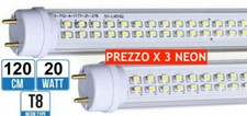 x3 pz NEON TUBO LED T8 20W 120CM ALTA POT 3014 BANCHI SUPERMERCATI VETRINE CELLE
