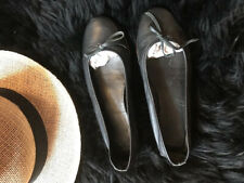 SCARPE BALLERINE NERE VERA PELLE CUOIO CON FIOCCHETTO 37 MADE IN ITALY CLASSICA