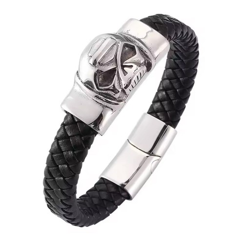Leather bracelet harley skull - leather,
