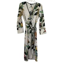 Abito copri kimono resort con cintura stampa botanica floreale bianco Zara taglia small