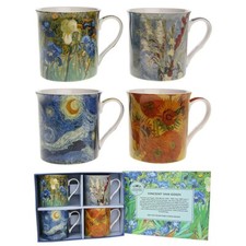 Set 4 Tazze Van Gogh Art China Artista Tè Caffè Tazzine Confezione Regalo