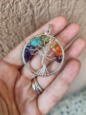 STUPENDO CIONDOLO ALBERO DELLA VITA 7 PIETRE CHAKRA